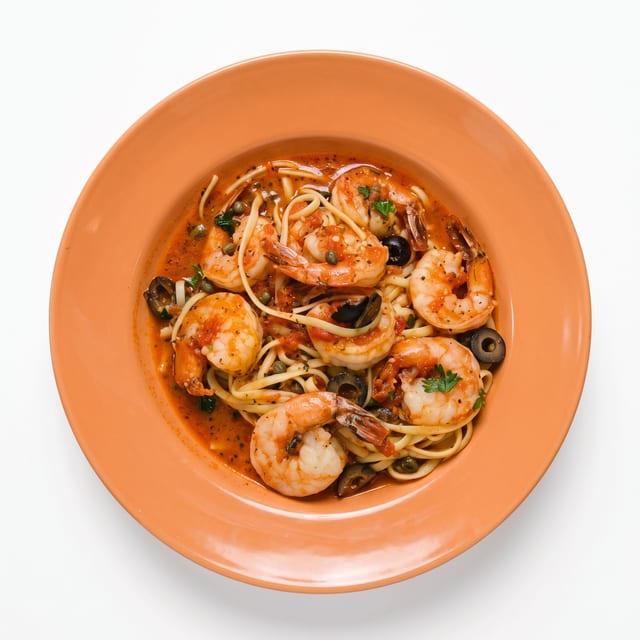 Linguine alla Puttanesca con Gamberi.